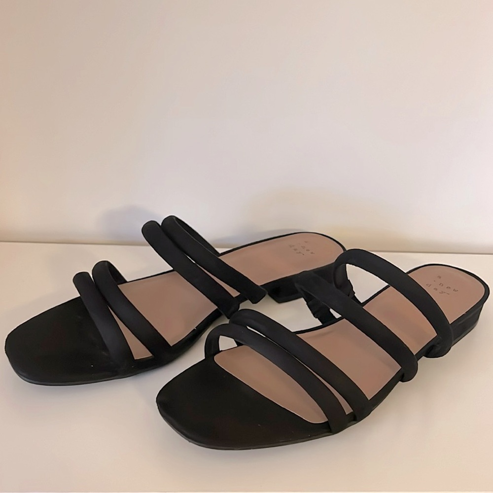 SOLD - A new day sandals black faux suede SZ 10